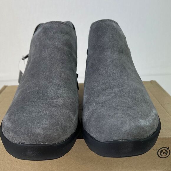 Clarks Kayleigh Mid Ankle‎ Boot w/Side Zip Women's Sz 7.5 M Dark Gray Suede - Picture 5 of 11
